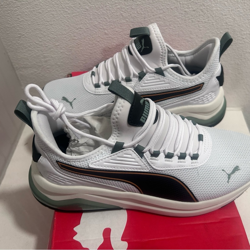 Puma White and Olive Athletic Shoes - Picture 3 of 3